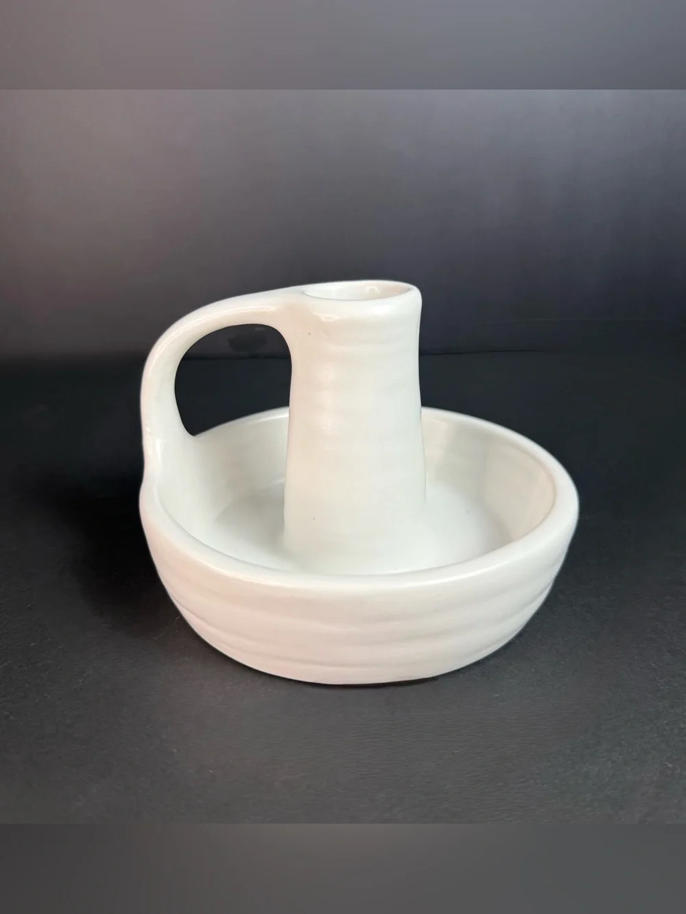 IKEA GODTAGBAR Candlestick Candle Holder with Handle Ceramic White 8 cm 3